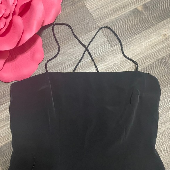 VTG GILAR EVENING Sz 8 Black Beaded Fringe Racerback Dress Little Black Dress - Picture 2 of 11